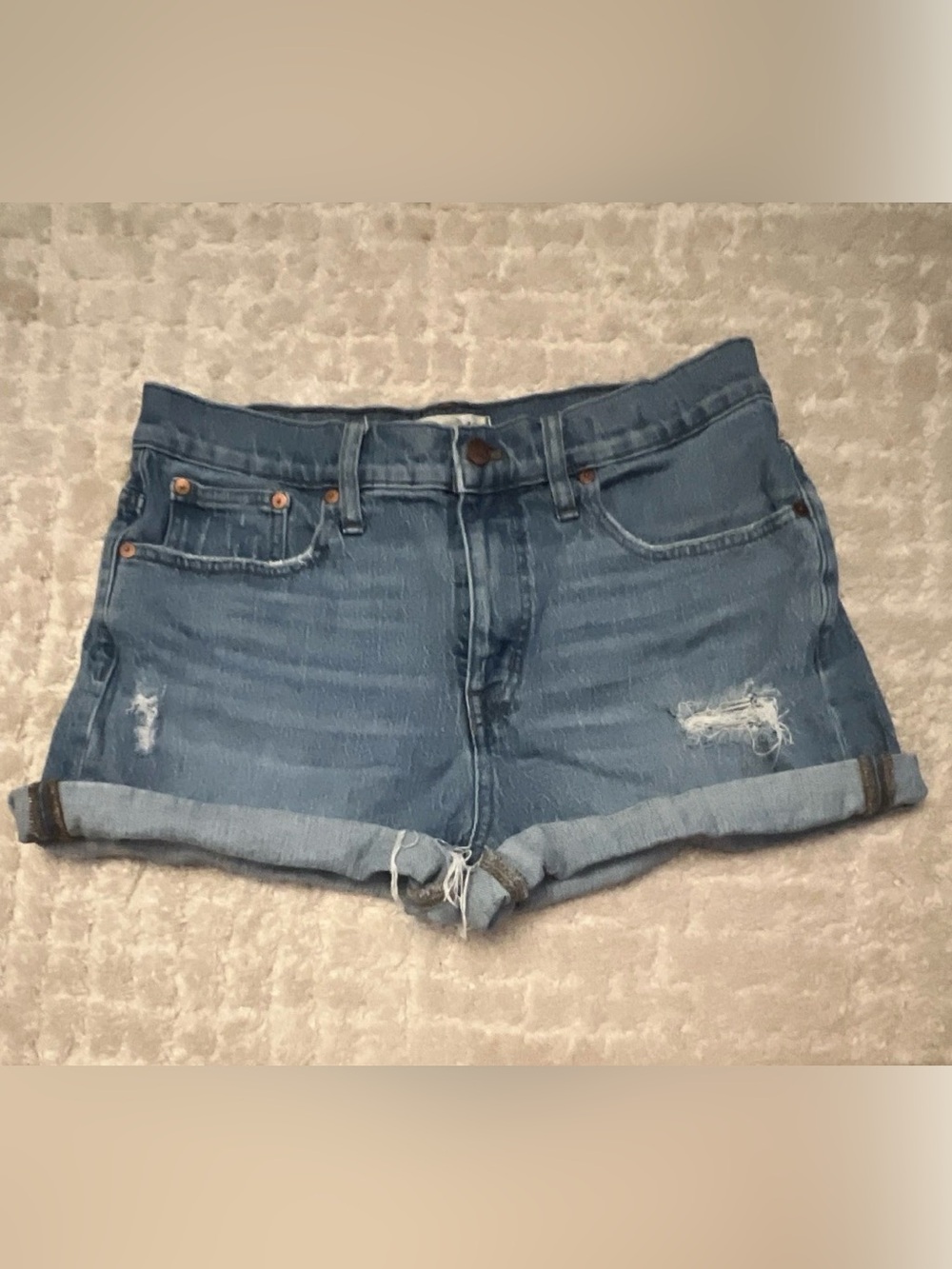 Madewell High-Rise Women’s Blue Denim Shorts Size 29 Button Pockets Solid